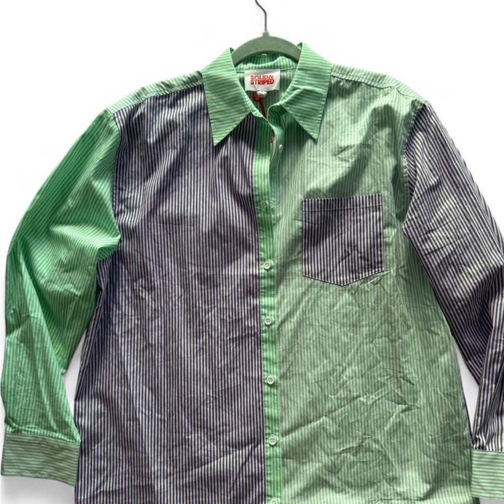 SOLID & STRIPED Green and Purple Striped Oxford Tunic